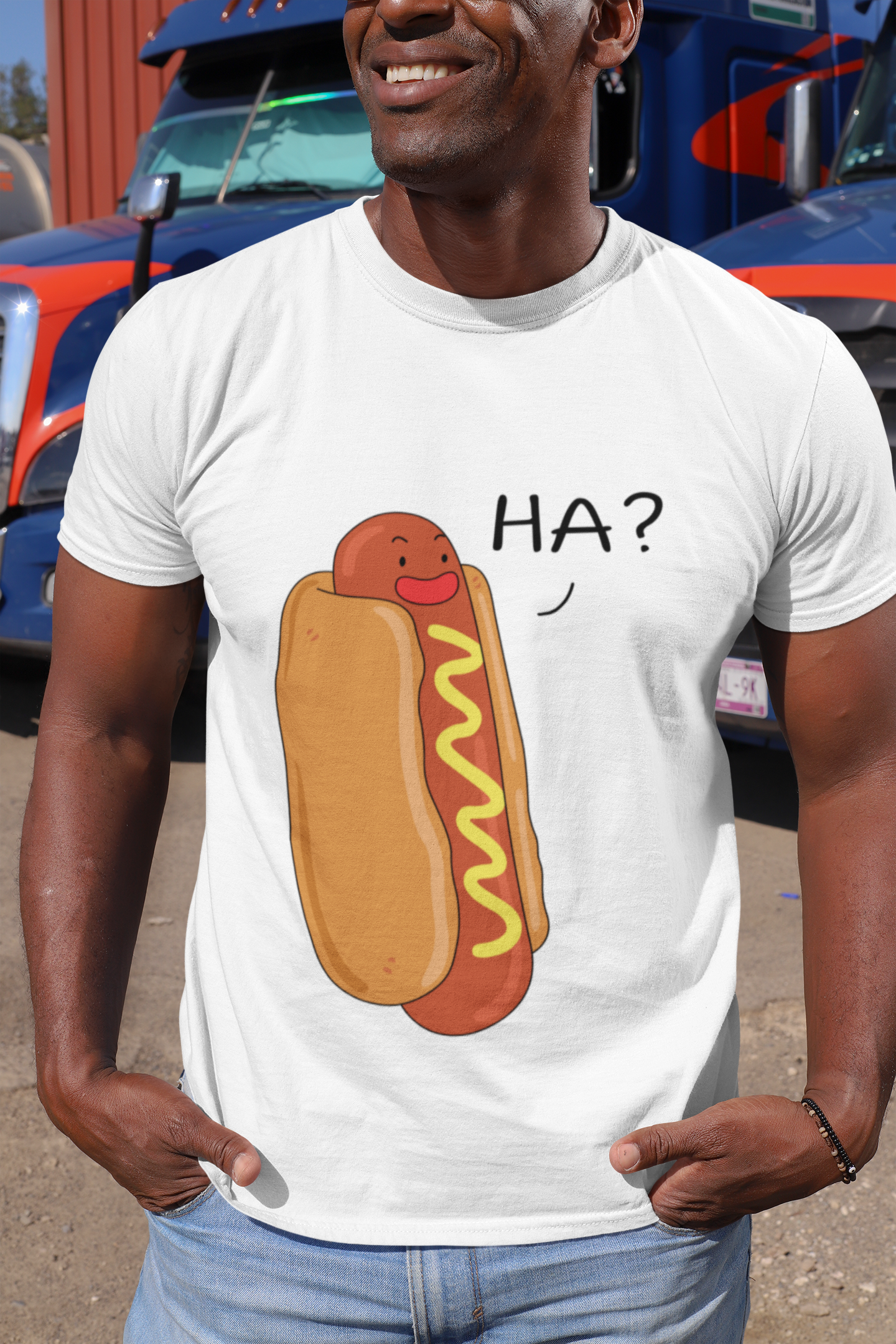 Hotdog Ha karitoon shirt