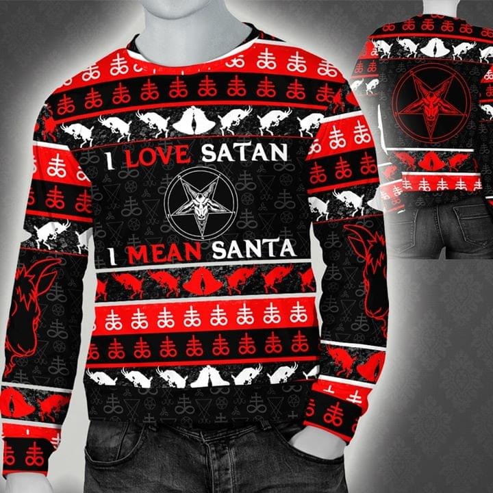 I love satan I mean santa 3d full print hoodie