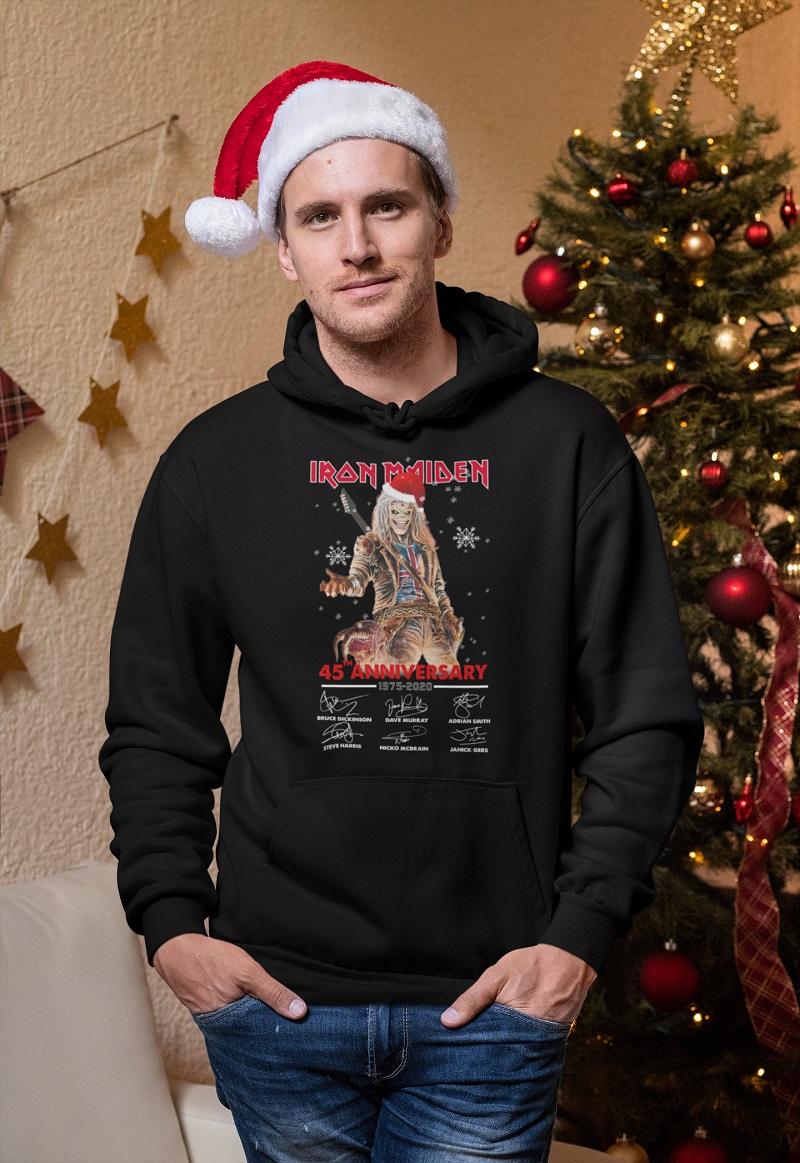 Iron Maiden 45th anniversary signatures Christmas hoodie