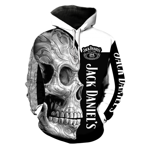 Jack Daniel’s Skull Full Over Print 3d Hoodie