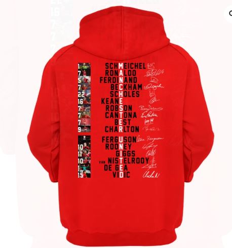 Manchester United Players Names Signature Print 2 Sides hoodie - back