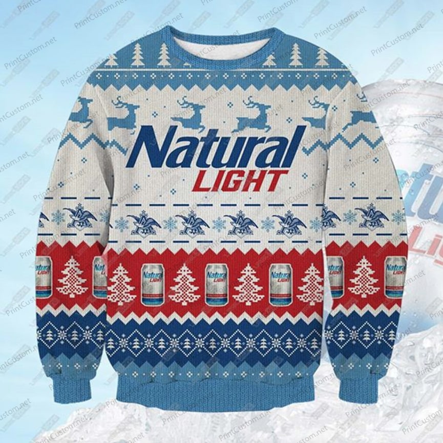 Natural light beer full printing ugly christmas sweater 1