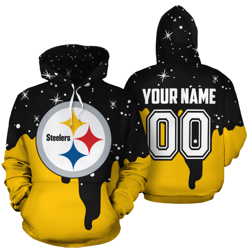 Personalized name and number pittsburgh steelers all over print hoodie