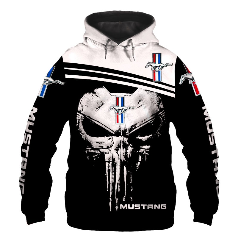 Punisher skull Ford Mustang 3d hoodie