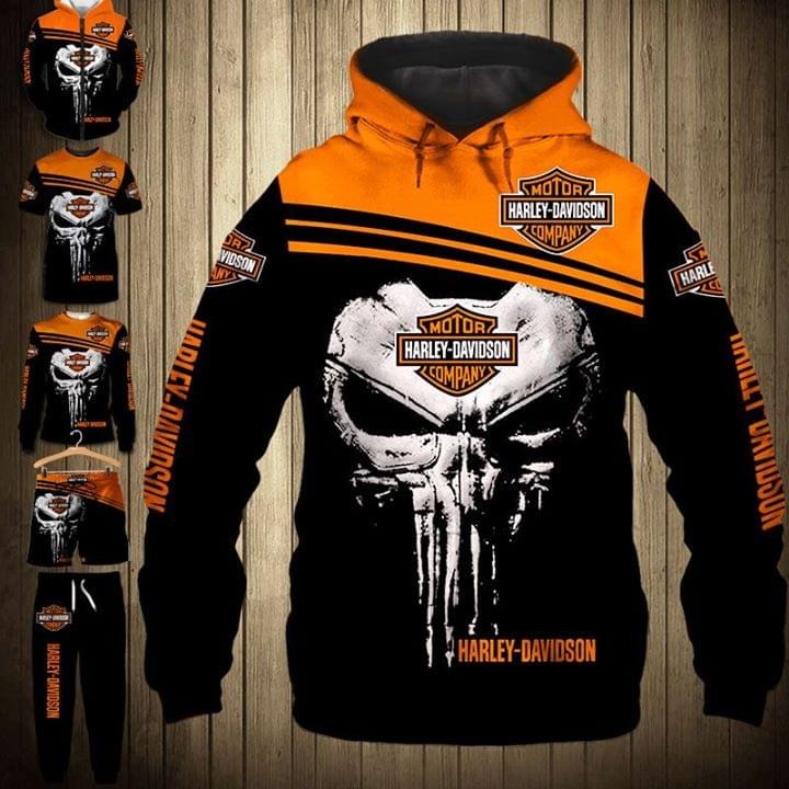 Punisher skull Harley Davidson 3d hoodie