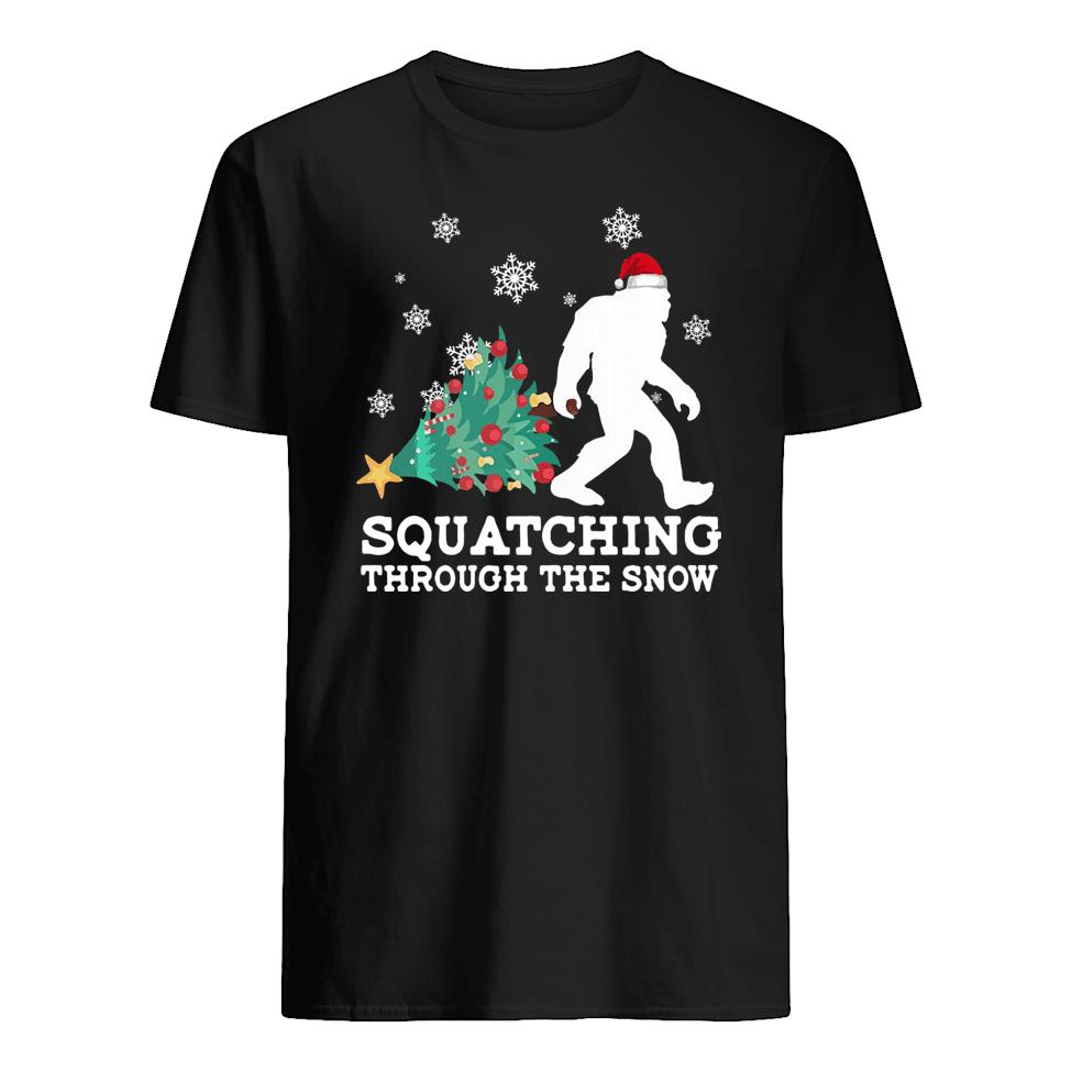 Santa Squatching Through The Snow Christmas shirt