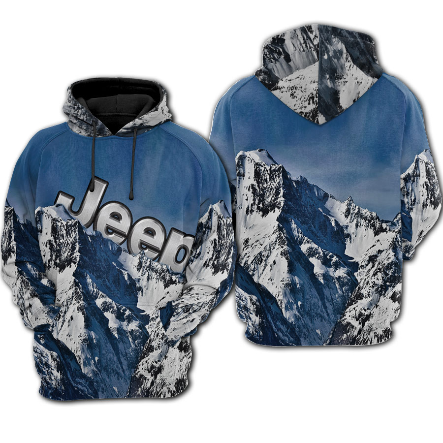 Snow mountain jeep full printing hoodie 2