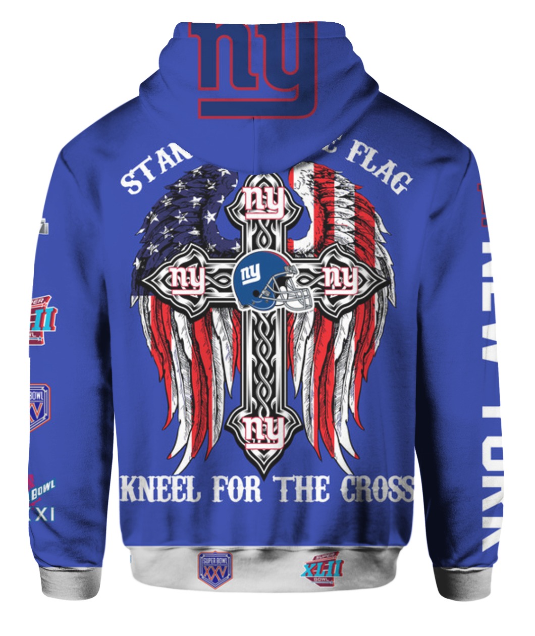 Stand for the flag kneel for the cross new york giants all over print hoodie - back