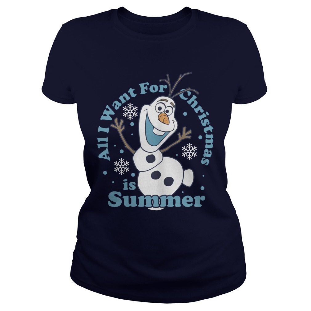 Walt Disney Frozen Olaf All I Want For Christmas Is Summer Ugly Christmas women shirt