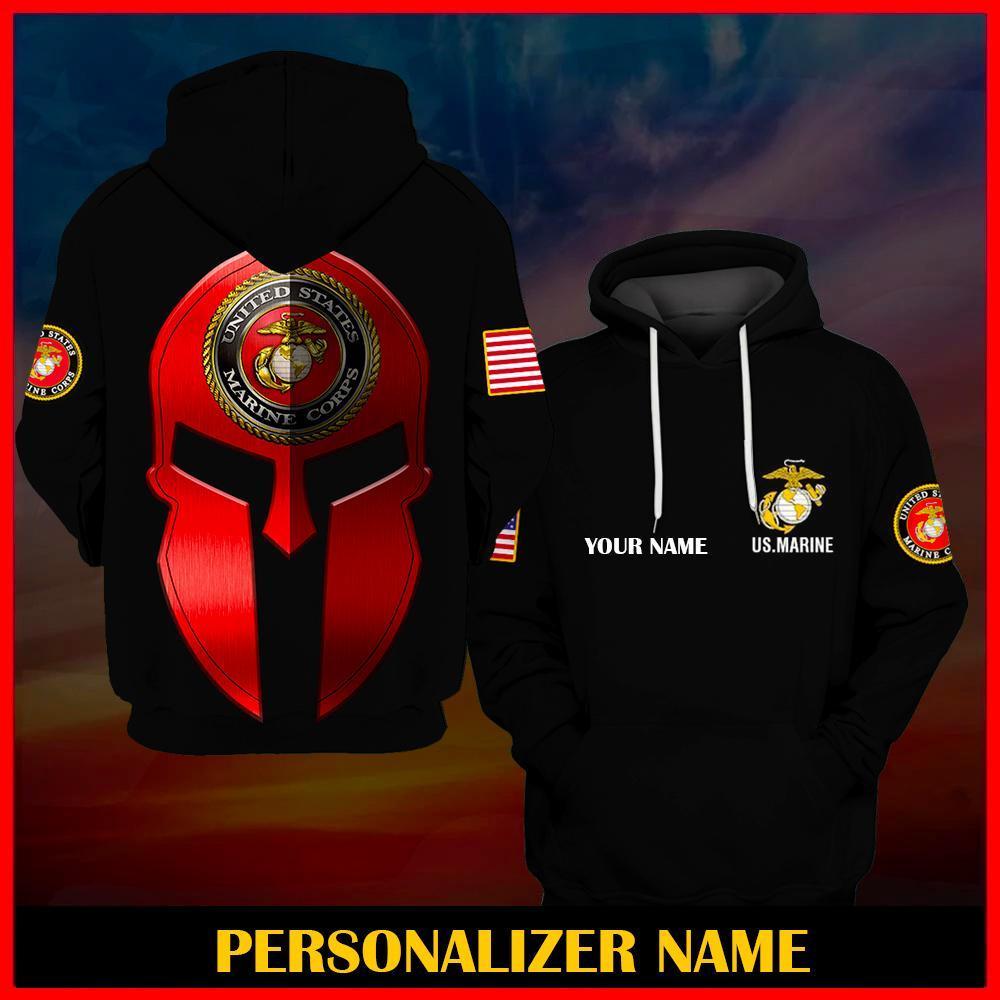 Custom US Marine Corps warrior All Over Printed hoodie personalized name – mytea
