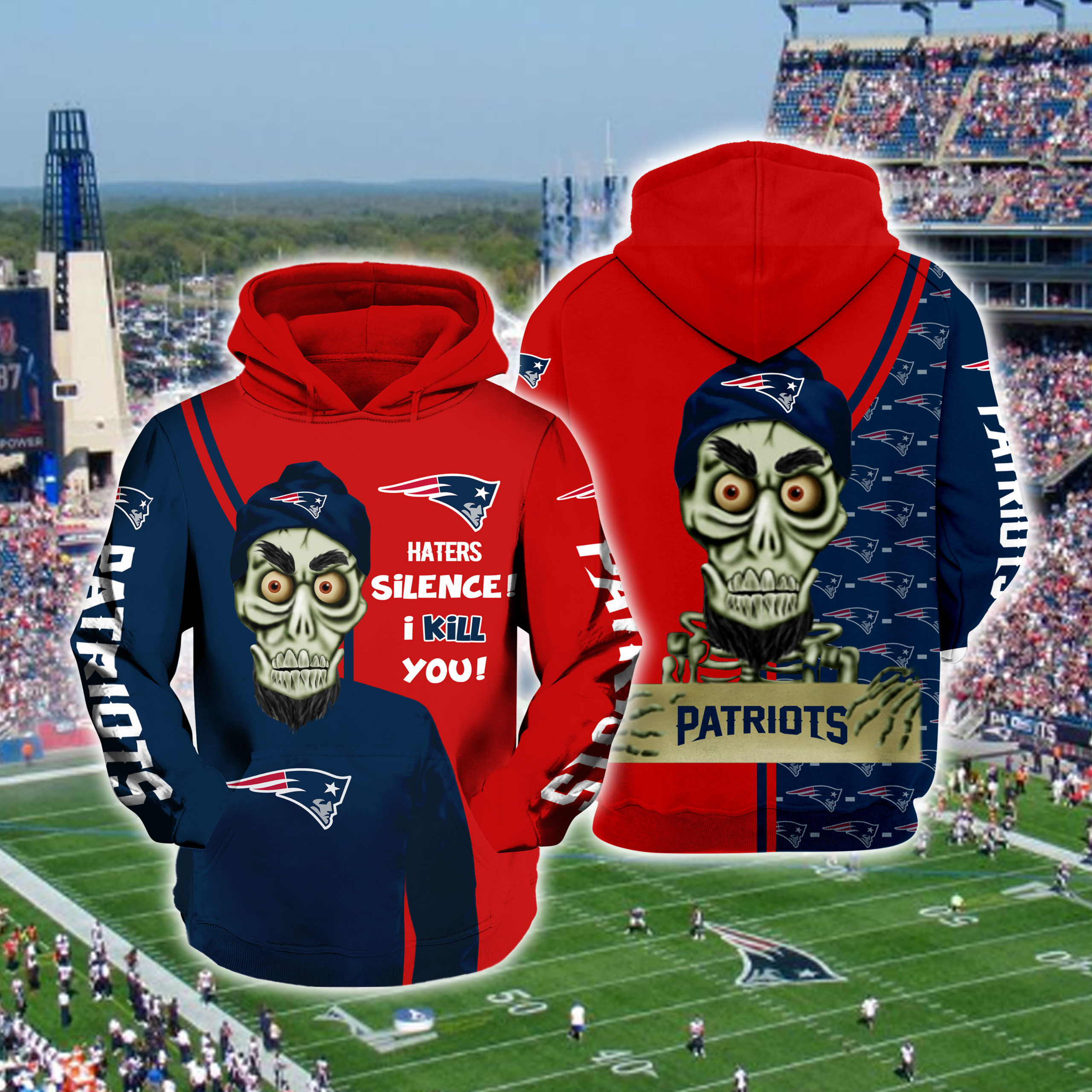 Achmed the dead terrorist haters silence i kill you new england patriots full printing hoodie