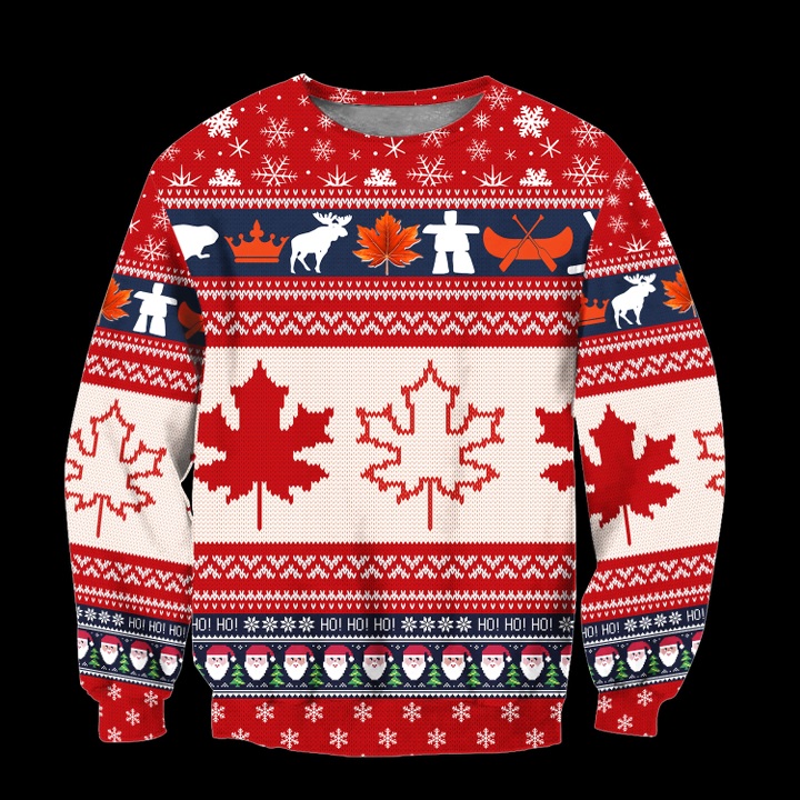 Christmas canada maple leaf full printing ugly christmas sweatshirt