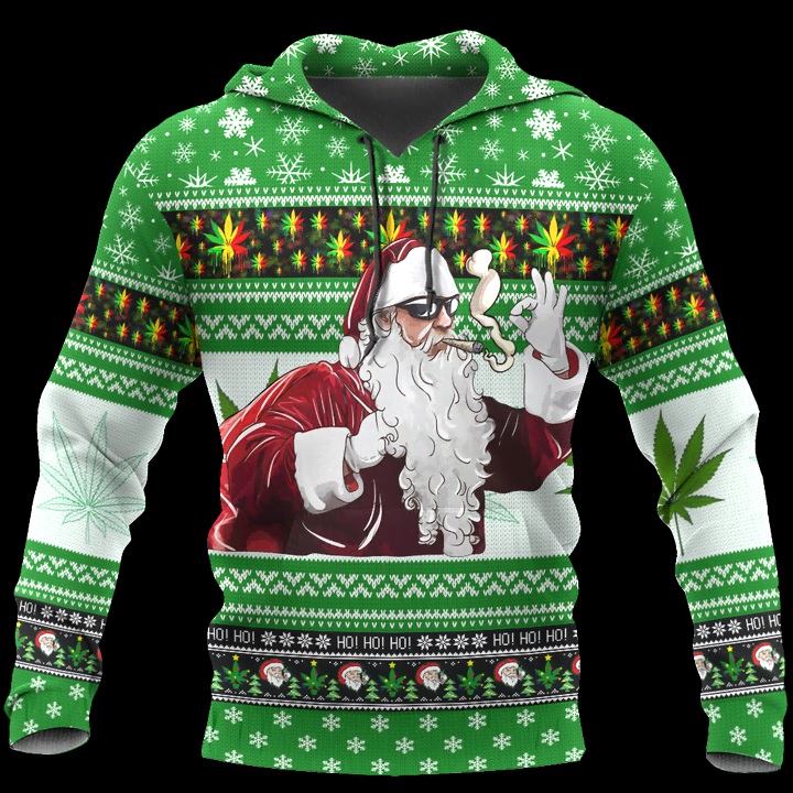 Christmas santa marijuana full printing ugly christmas sweater – maria