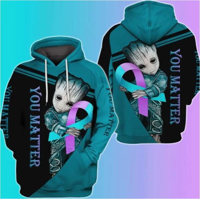 Groot You Matter Suicide Prevention Awareness 3d over print hoodie