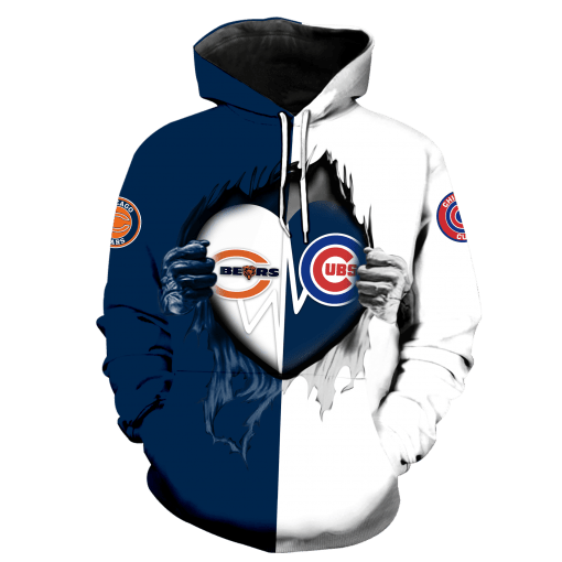 Chicago Bears inside my heart Chicago Cubs 3D all over printed shirt – mytea