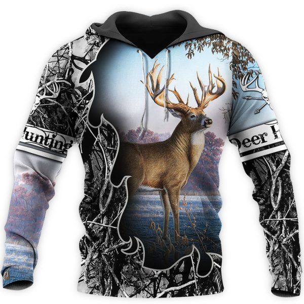 Hunting deer hunter all over printed hoodie