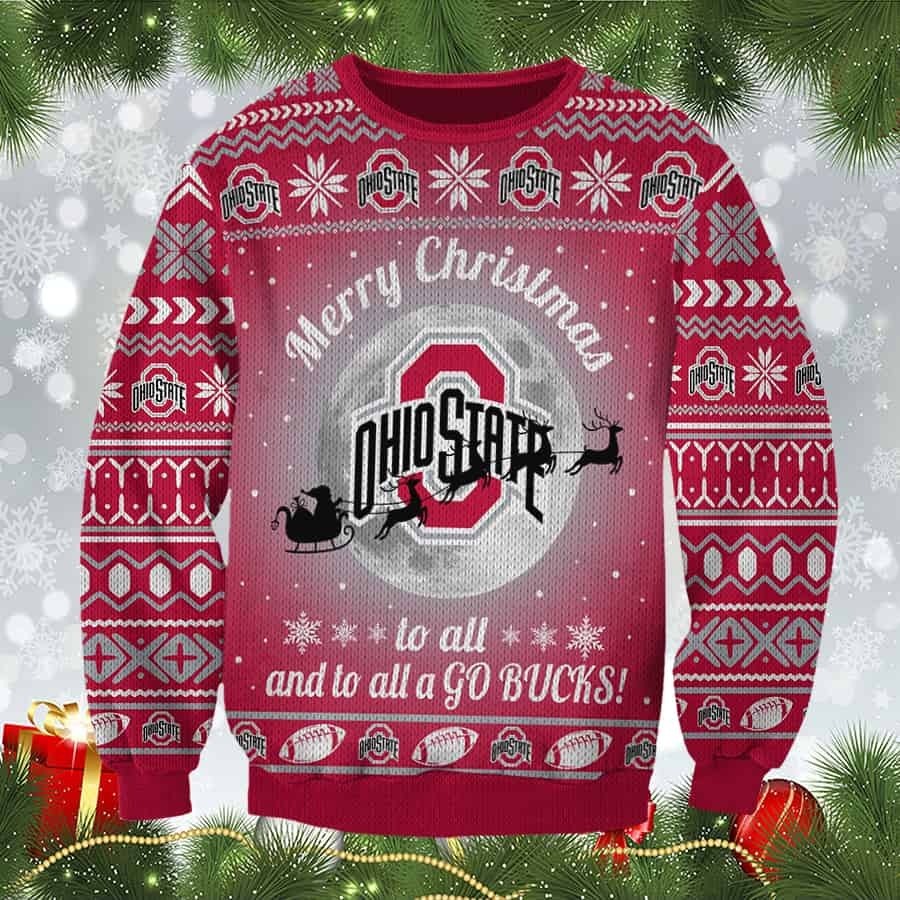 Merry Christmas Ohio States to all 3d red sweatshirt