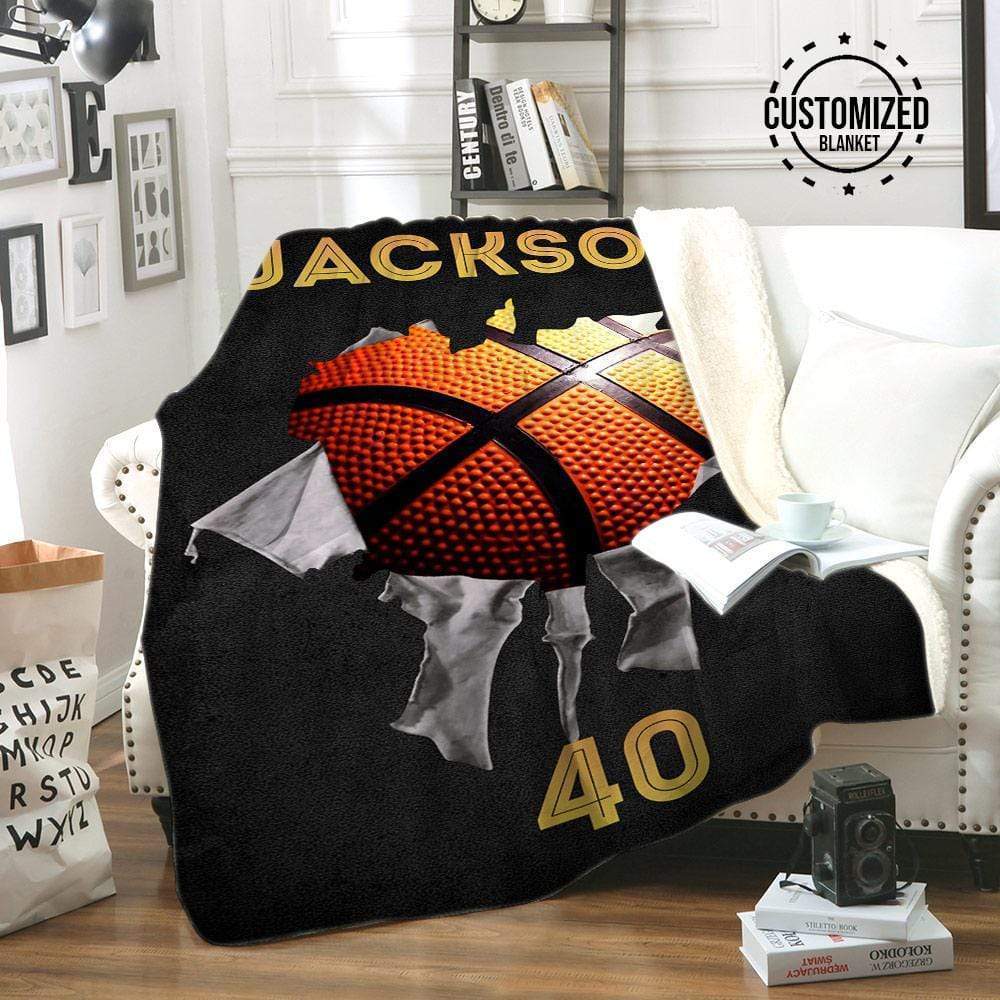 Personalized basketball name and number blanket – maria