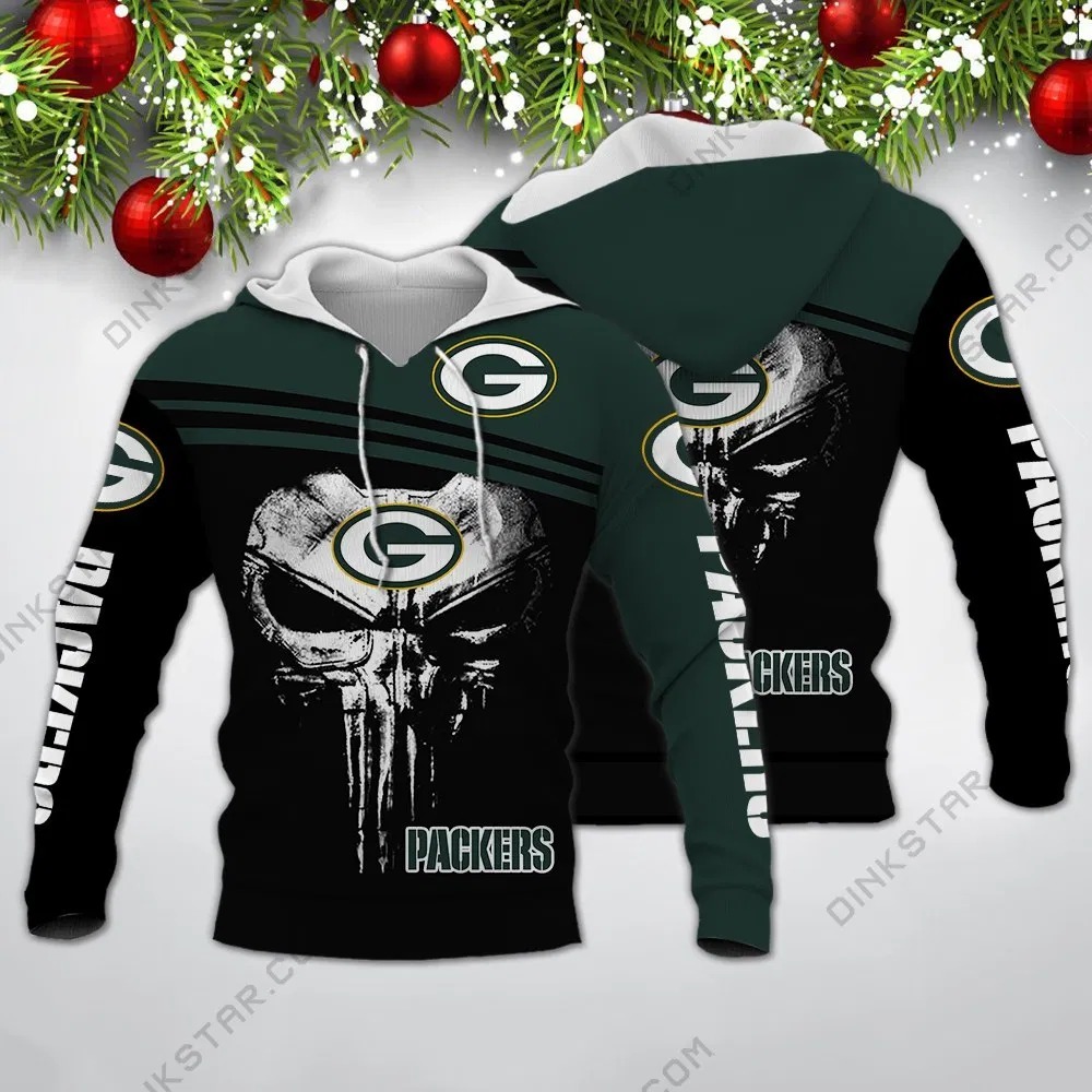 Punisher Skull Green Bay Packers 3d hoodie