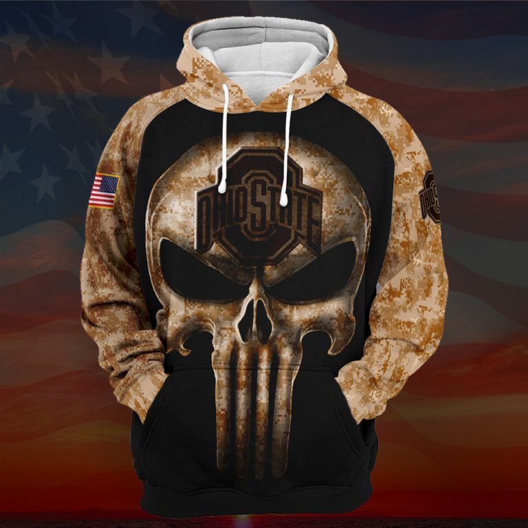 Punisher Skull Ohio state camo 3d hoodie