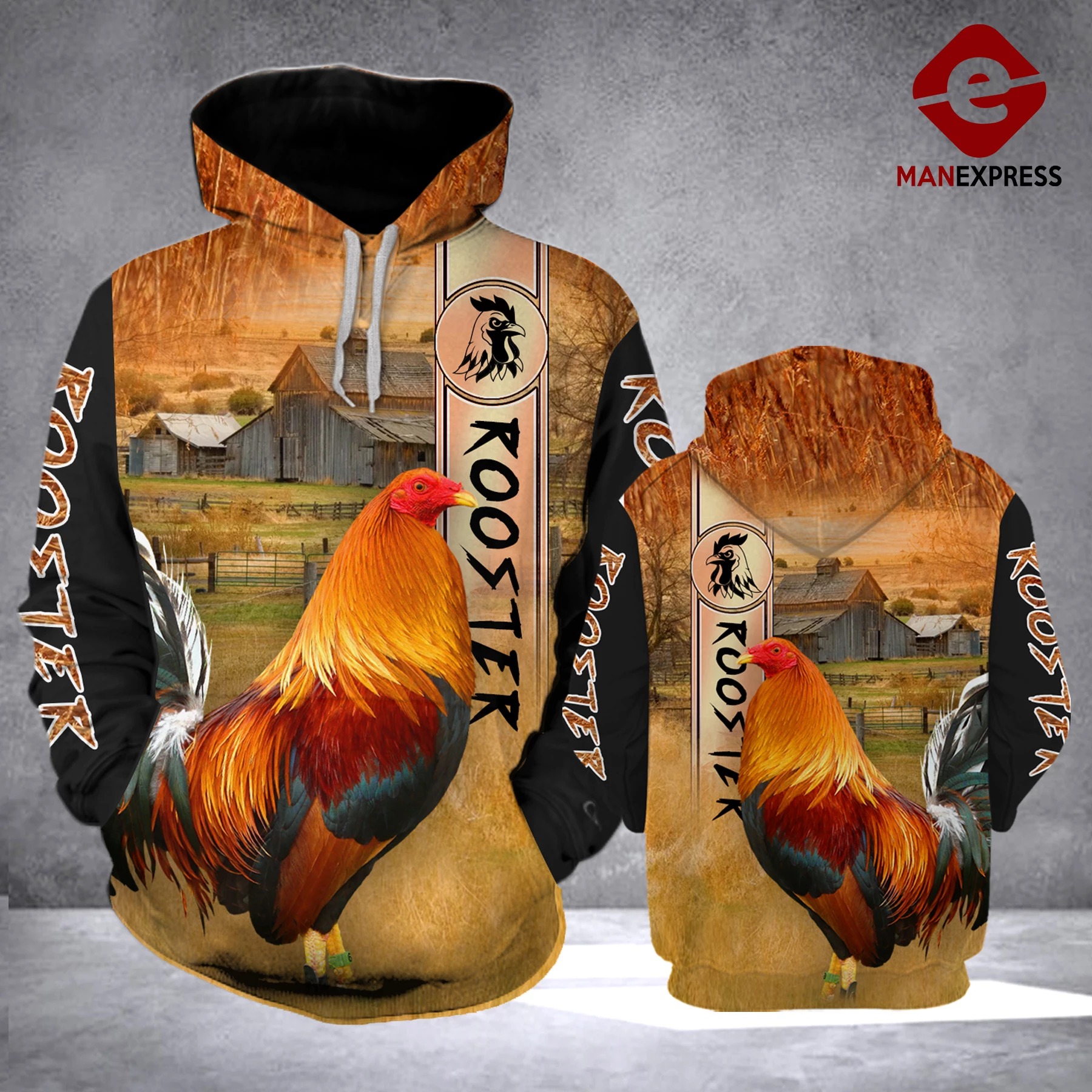 Rooster Ranch Grass 3d over print hoodie