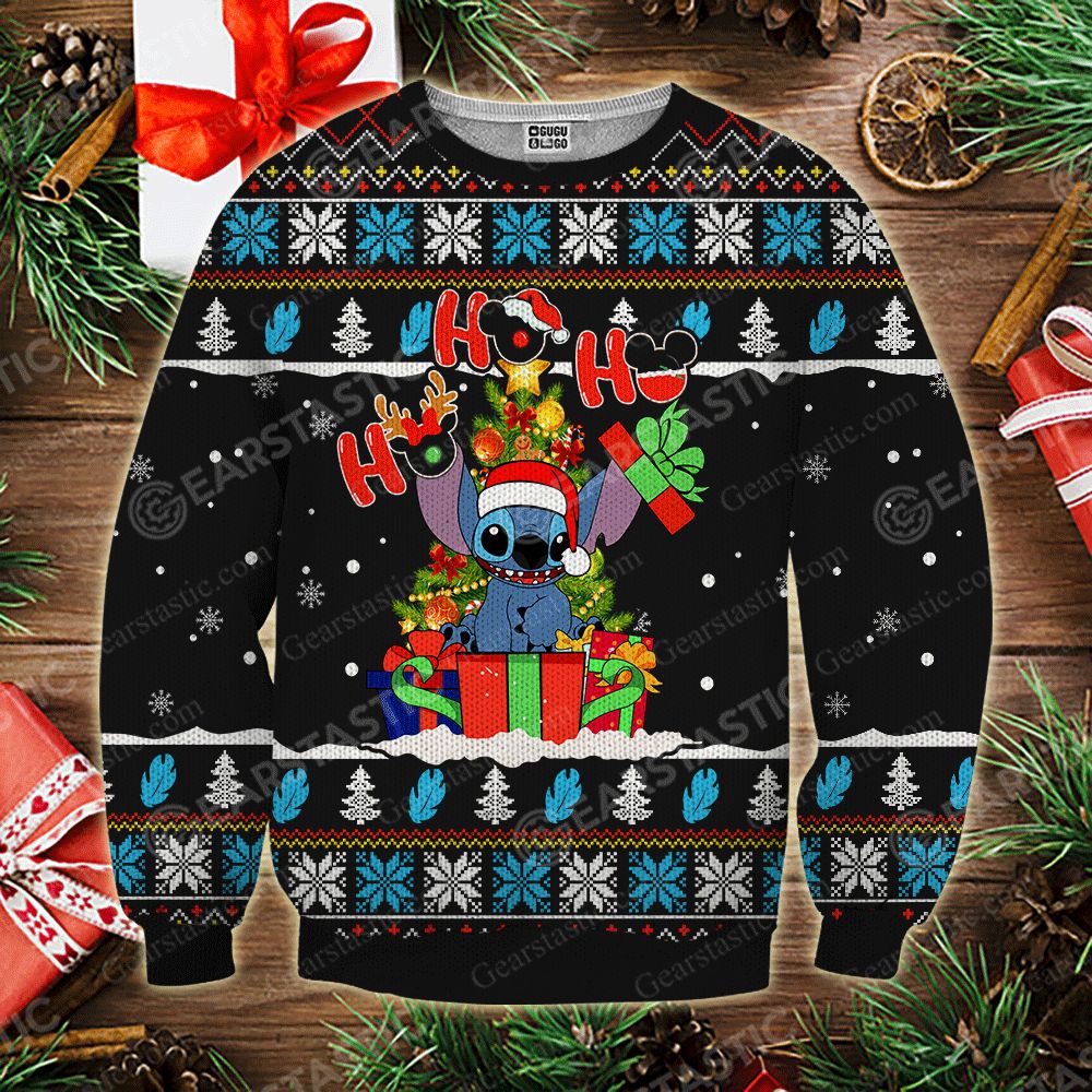 Stitch santa ho ho ho full printing ugly christmas sweater – maria
