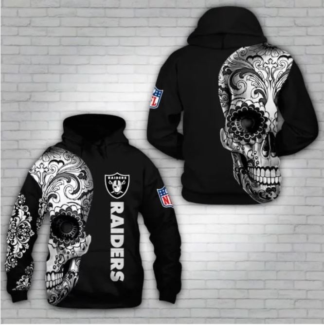 Sugar skull Oakland Raiders 3d hoodie