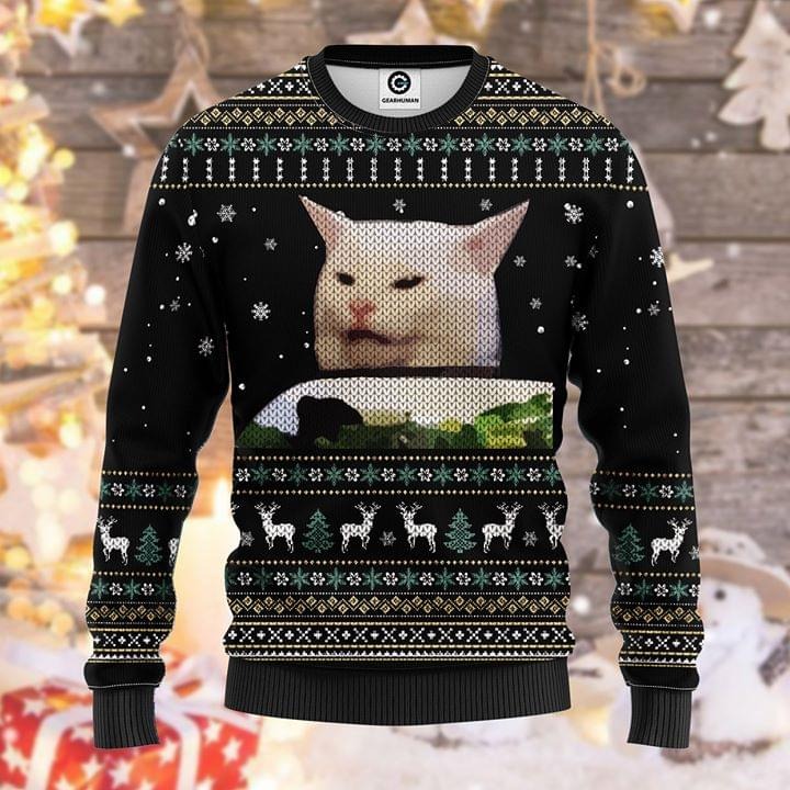 Woman yelling at cat 3d sweater over print