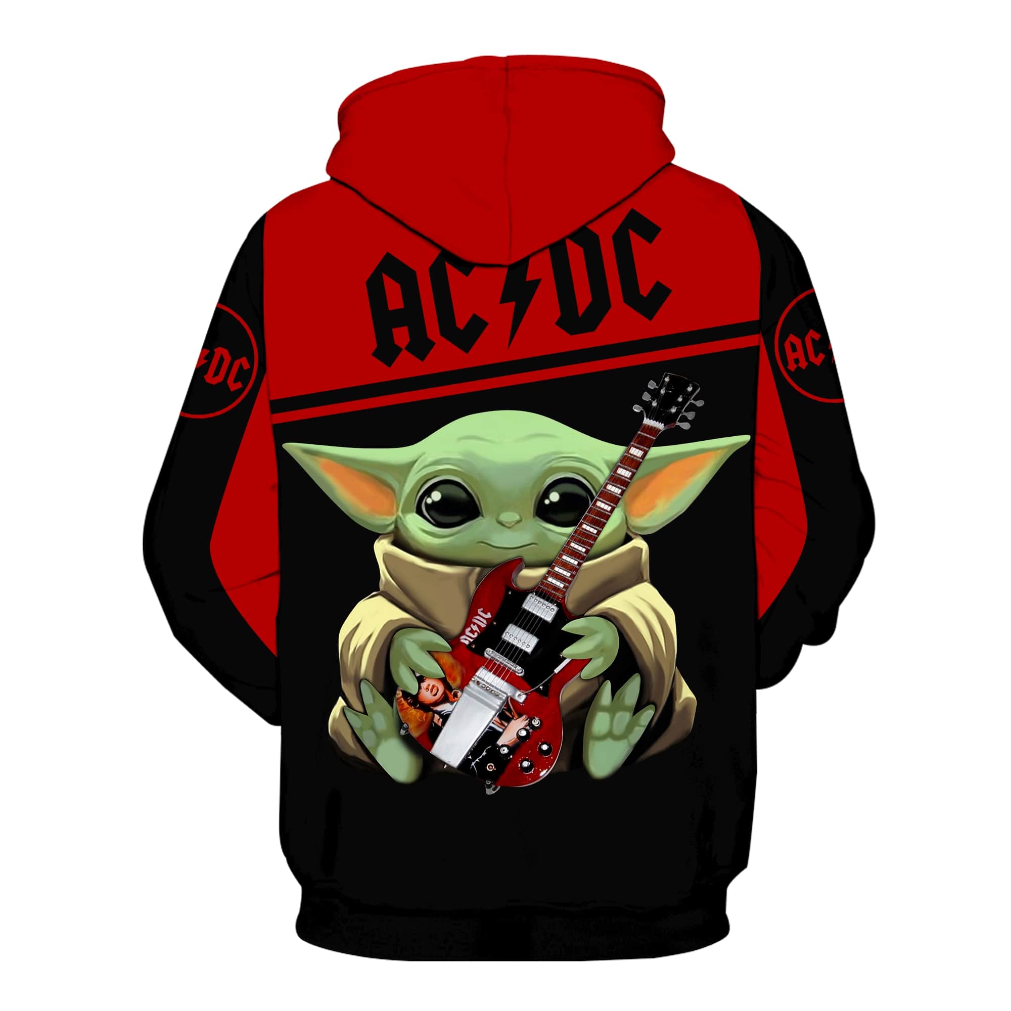 ACDC baby yoda all over print hoodie - back