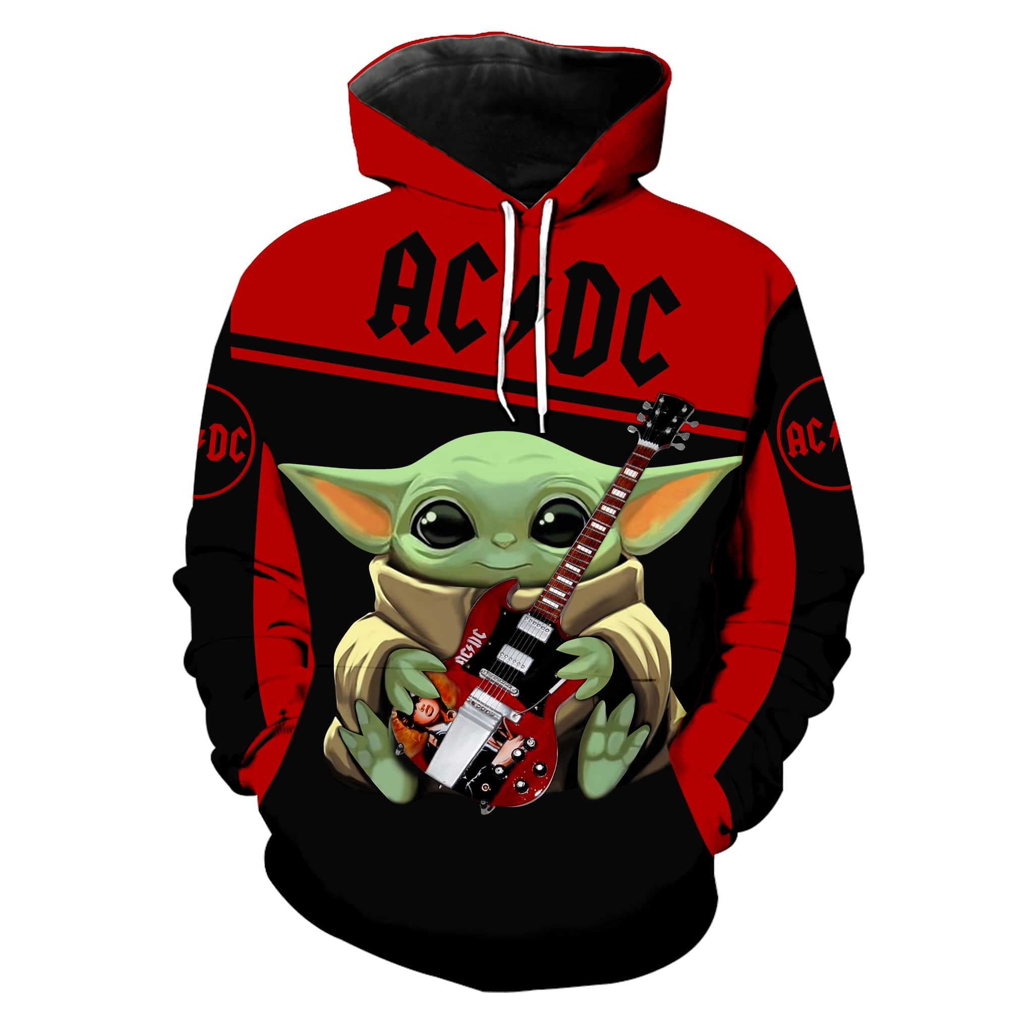 ACDC baby yoda all over print hoodie