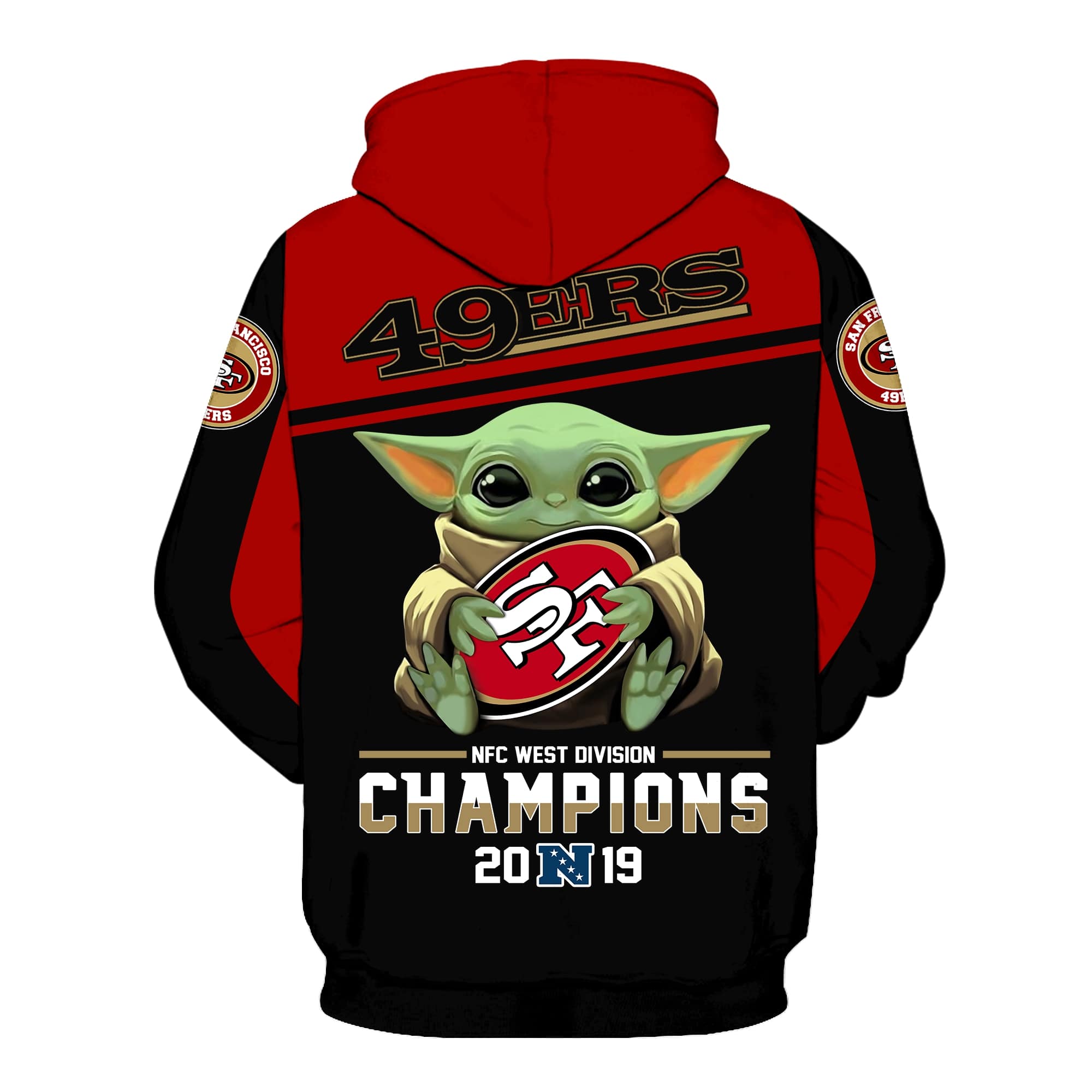 Baby yoda san francisco 49ers champions full printing hoodie - back