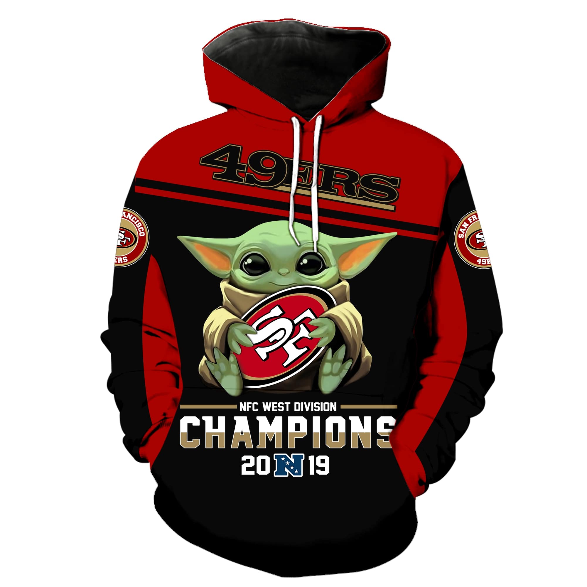 Baby yoda san francisco 49ers champions full printing hoodie