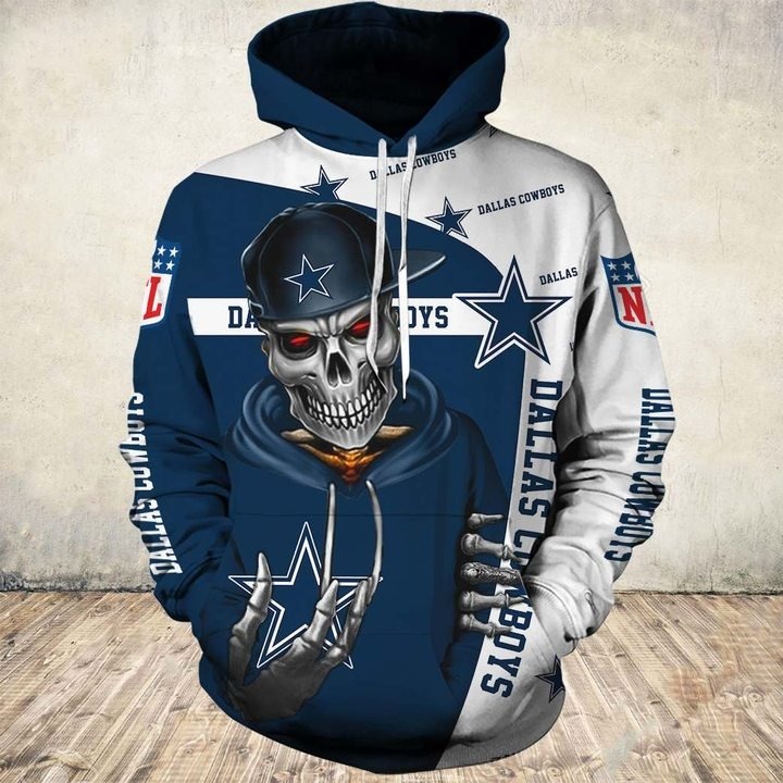 Dallas Cowboys skull 3d zip hoodie