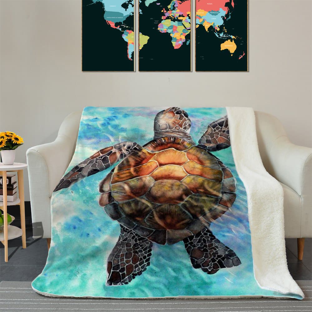 Finding the new way sea turtles full printing blanket 1