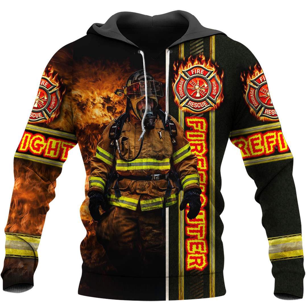 Fire fight 3d all over printed hoodie