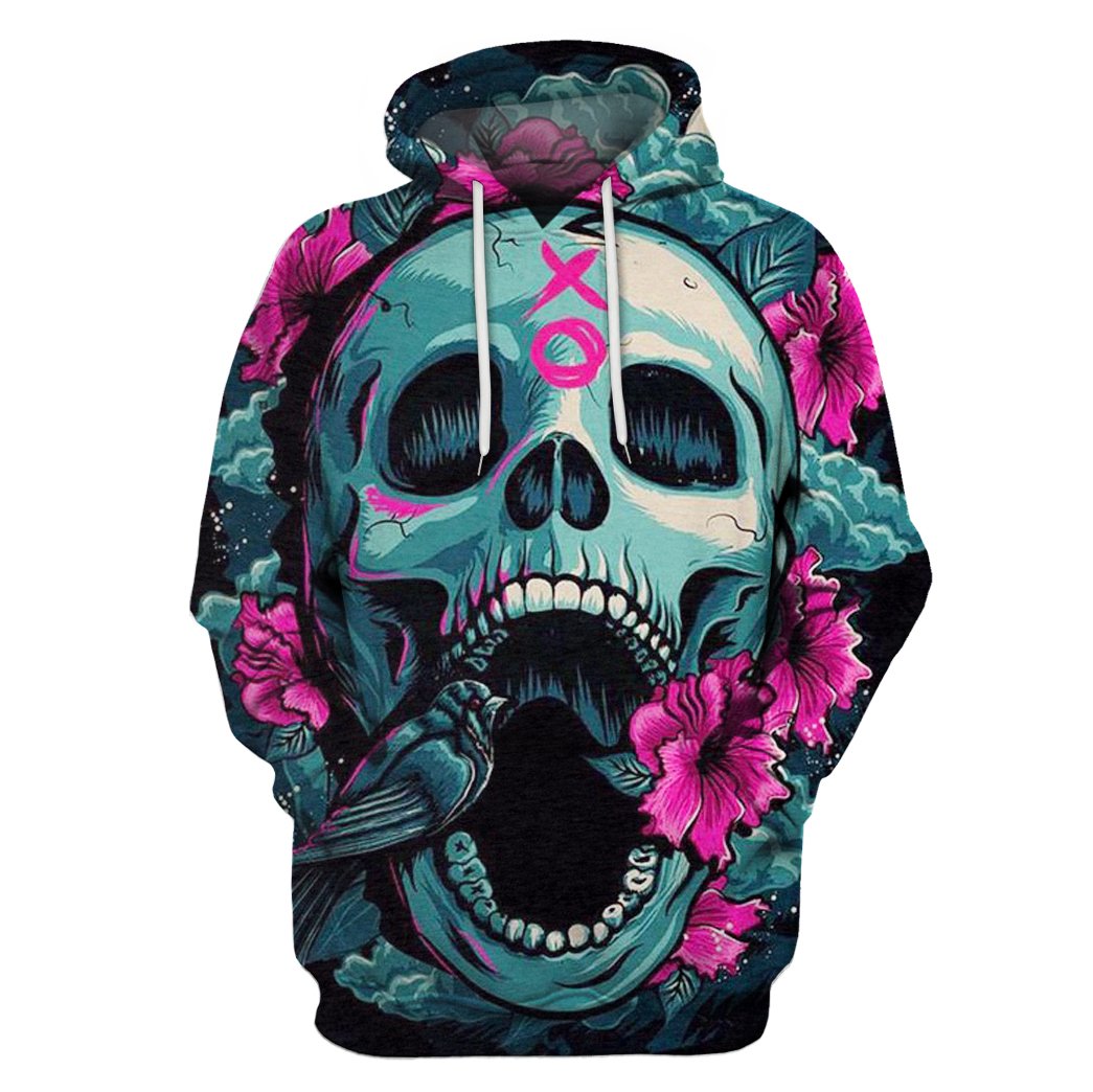 Floral skull full printing hoodie