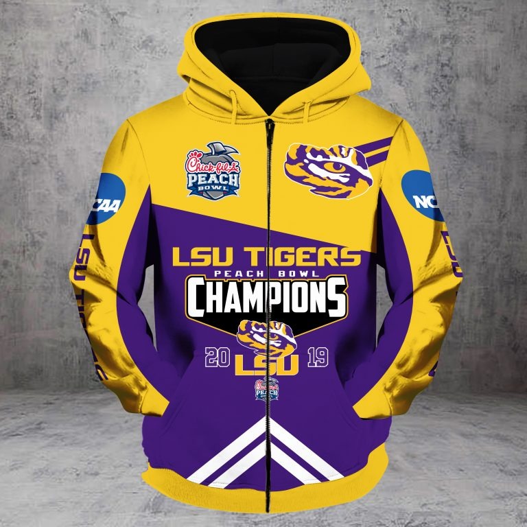 LSU Tigers peach bowl champion 3d zip hoodie