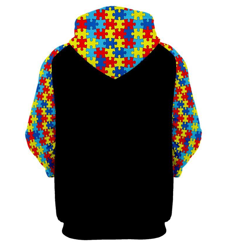 Skull it's ok to be different autism awareness full printing hoodie - back