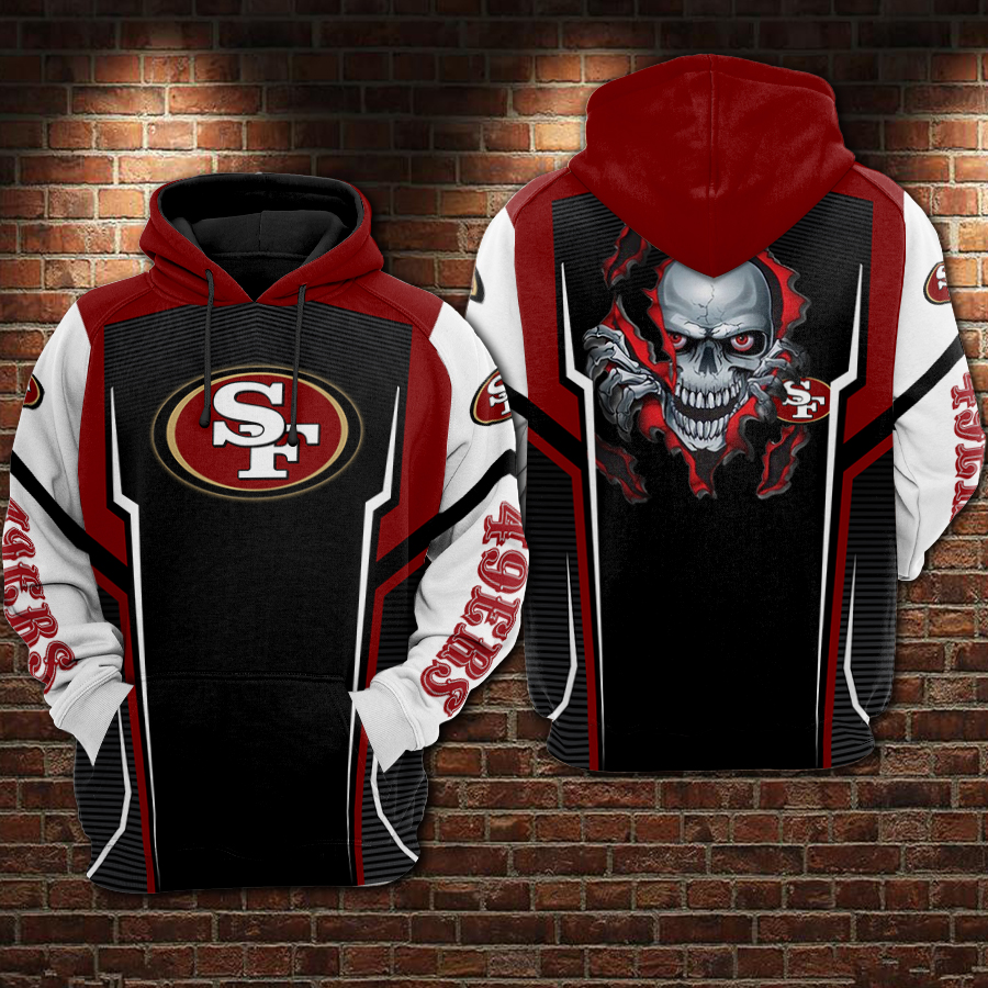 Skull san francisco 49ers full printing hoodie