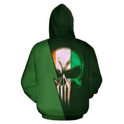 St patrick's day irish pride skull full printing hoodie 2