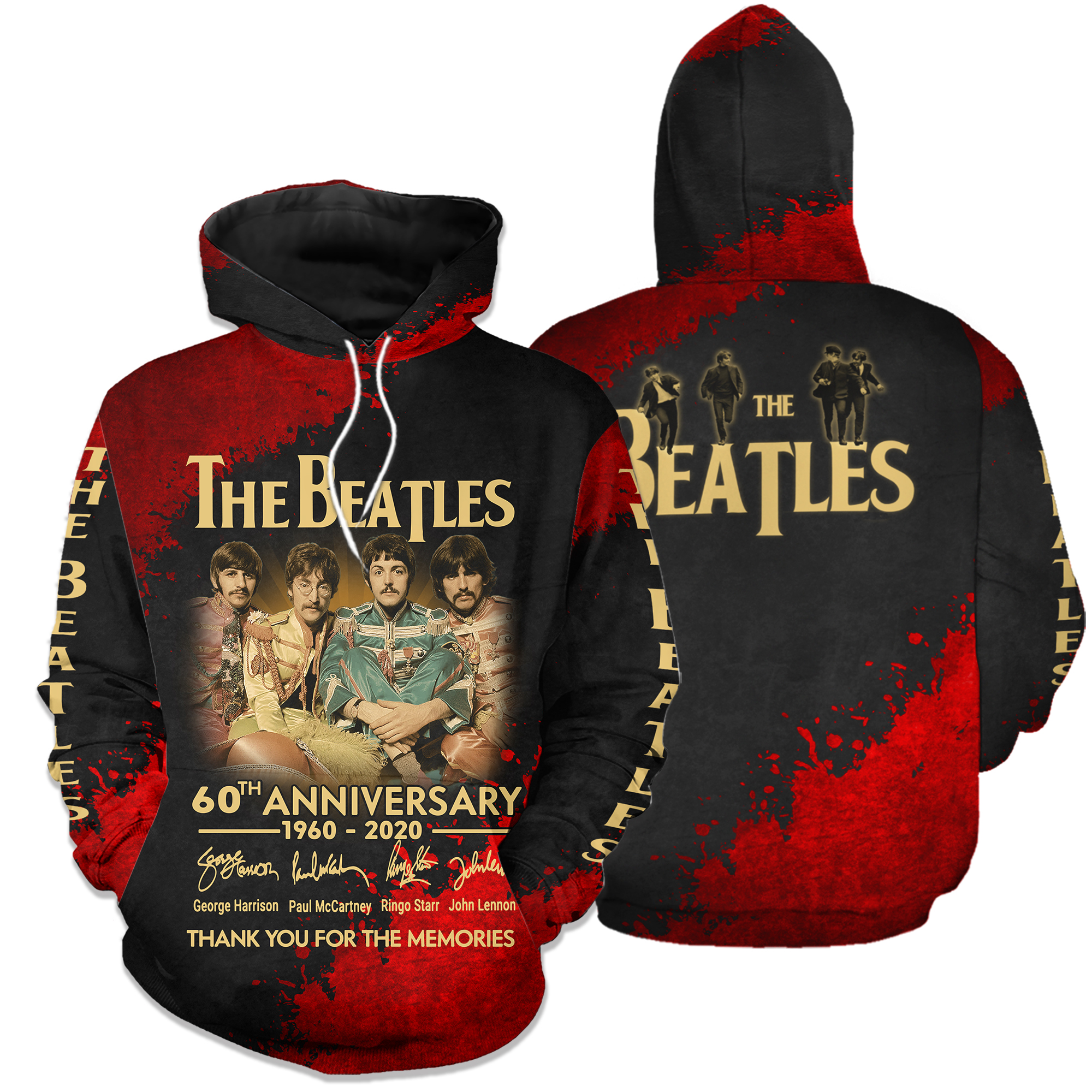 The beatles 60th anniversary 1960-2020 full printing hoodie