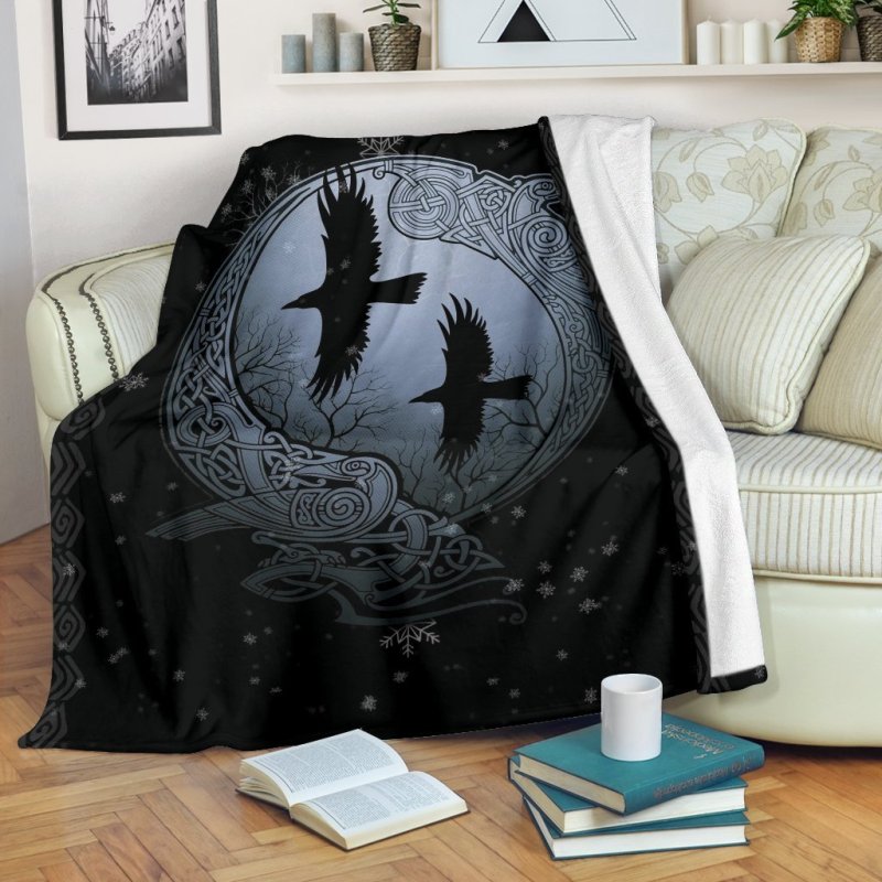 Vikings raven all over printed blanket 1