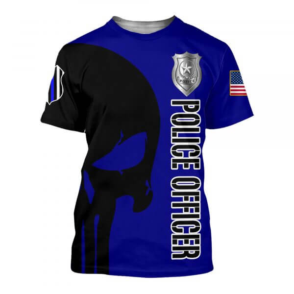3D Printed Police Officer Punisher Skull T-shirt and Sweatshirt – Teasearch3D 050220