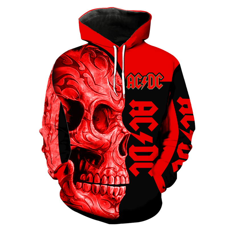 ACDC band skull full printing hoodie