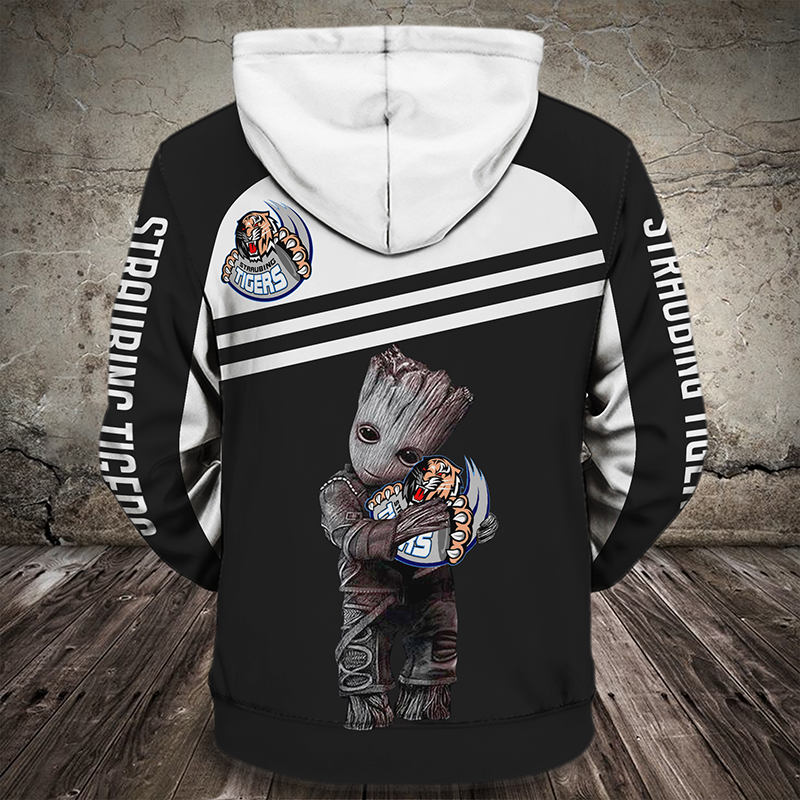 Baby groot hold straubing tigers all over print hoodie - back