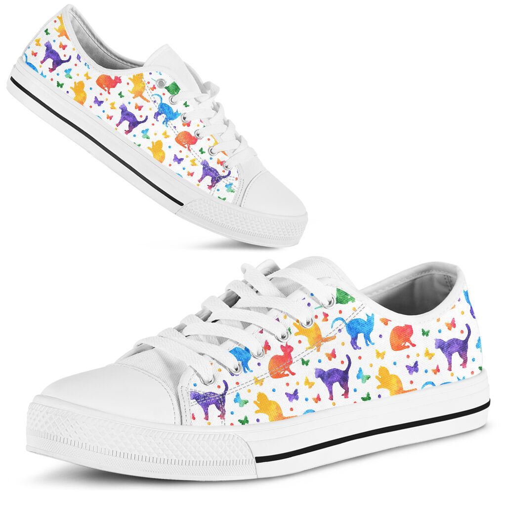 Cat Watercolor Silhouette Low Top – Teasearch3D 100220
