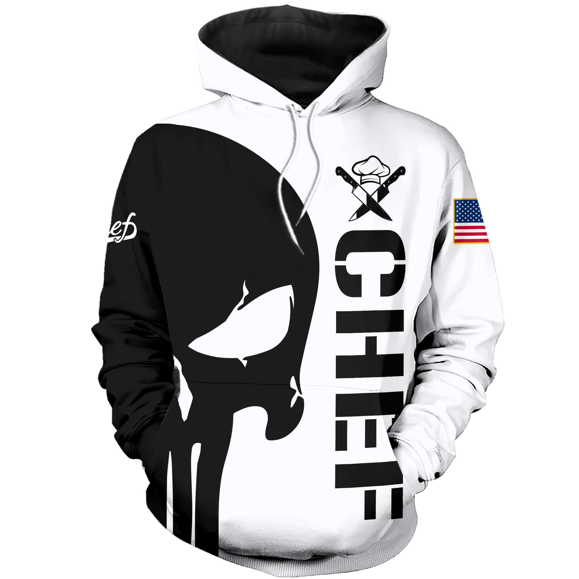 Chef Punisher Skull 3D Printed Hoodie and T-shirt – Teasearch3D 180220