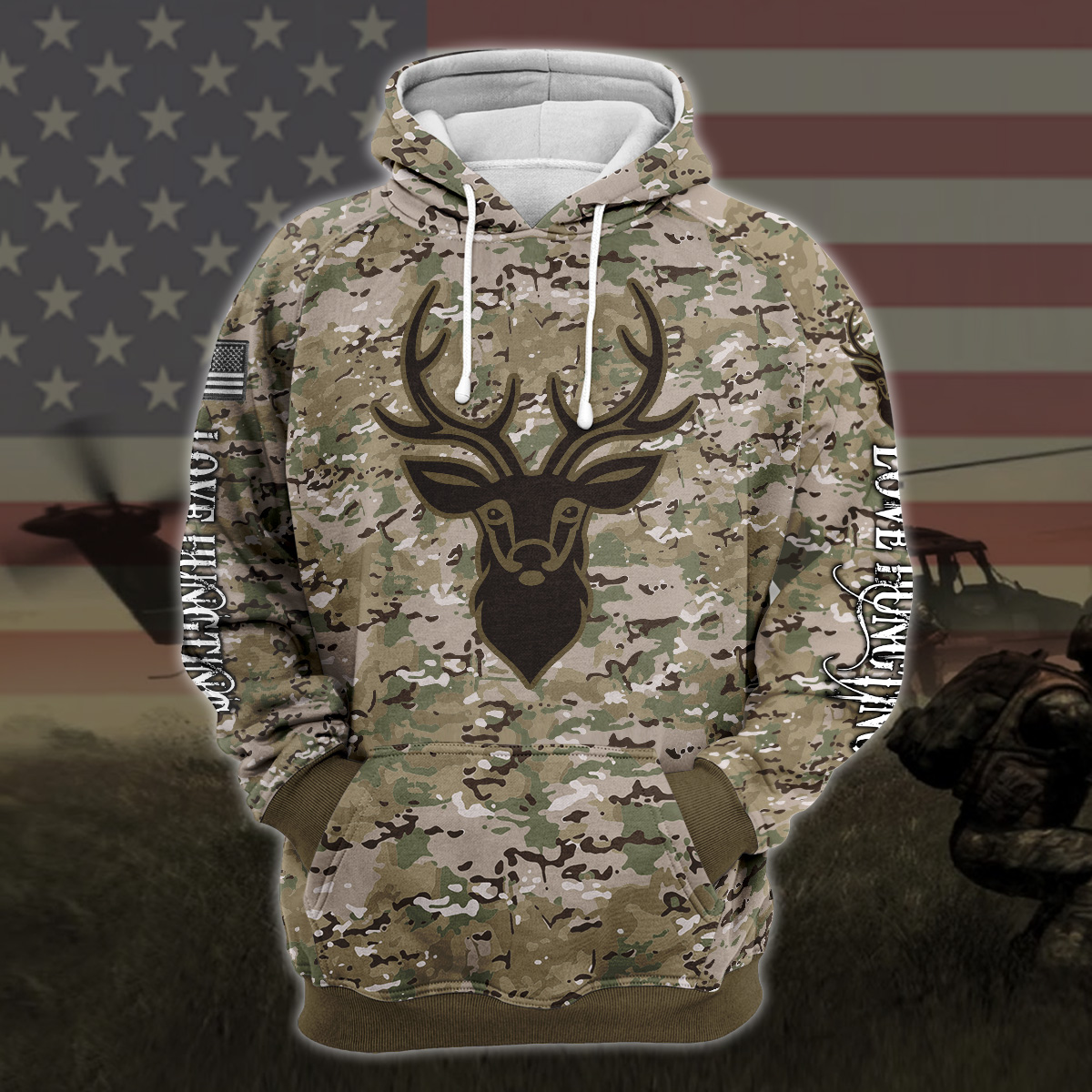 Deer hunting camo style full printing hoodie 1