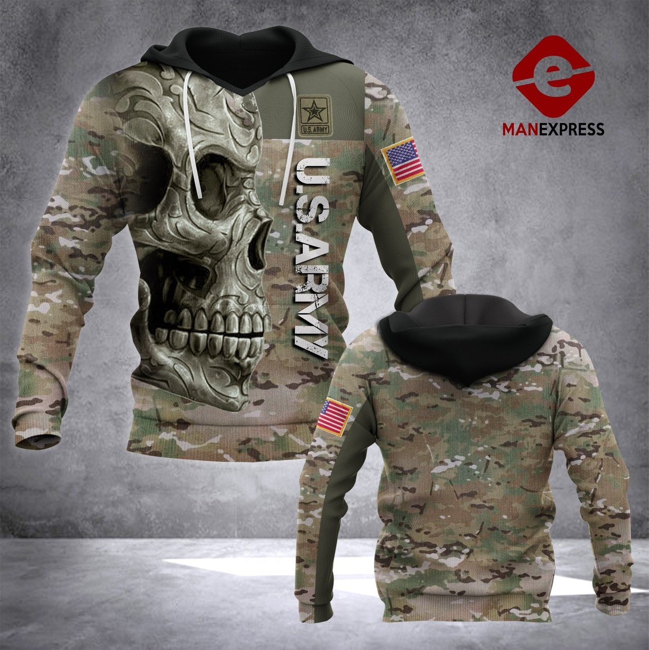 Sugar Skull US Army Camo 3D shirt – maria