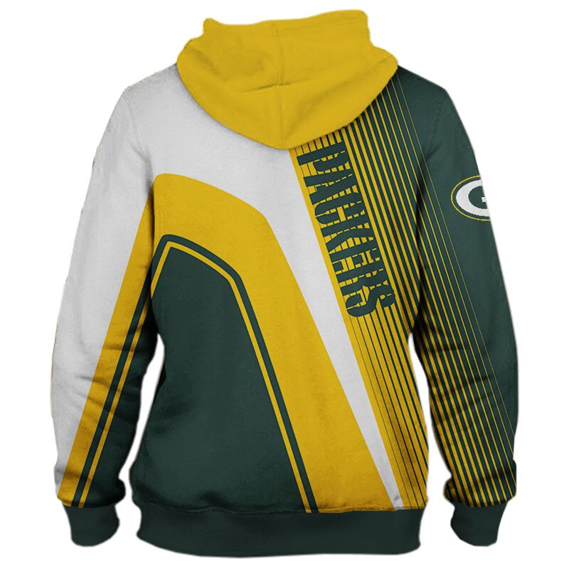 Green Bay Packers stripes 3d hoodie back